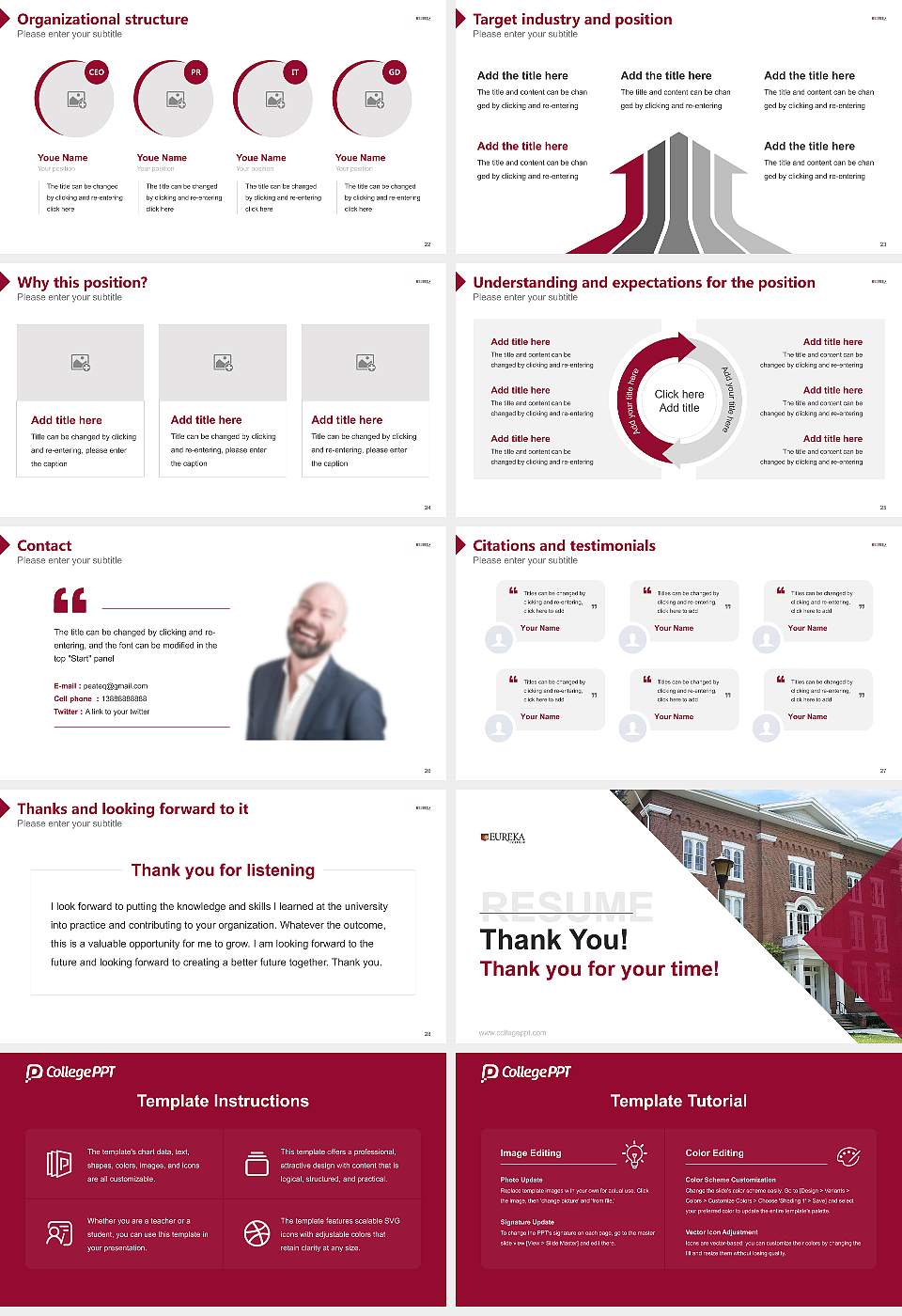 Eureka College Resume PPT Template16:9 ratio PPT effect preview image4