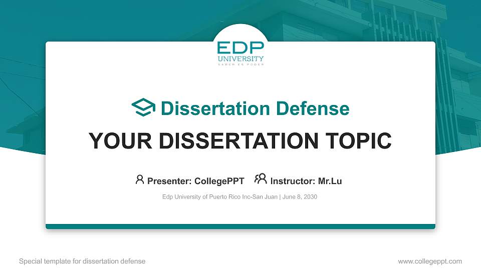 Edp University of Puerto Rico Inc-San Juan Graduation Thesis Defense PPT Template16:9 ratio PPT effect preview image