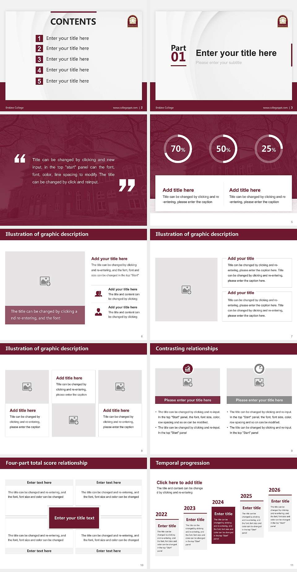 Erskine College Thesis Proposal/Graduation Defense PPT Template4:3 ratio PPT effect preview image2