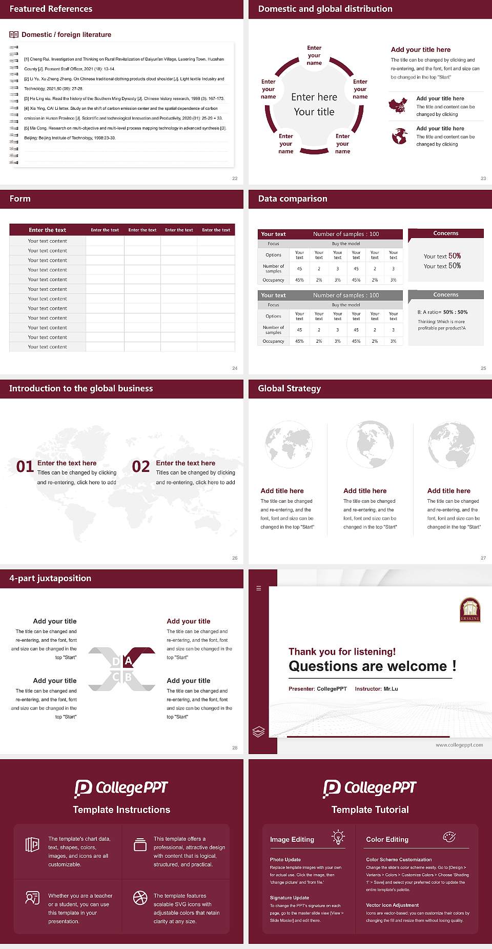 Erskine College Thesis Proposal/Graduation Defense PPT Template4:3 ratio PPT effect preview image4