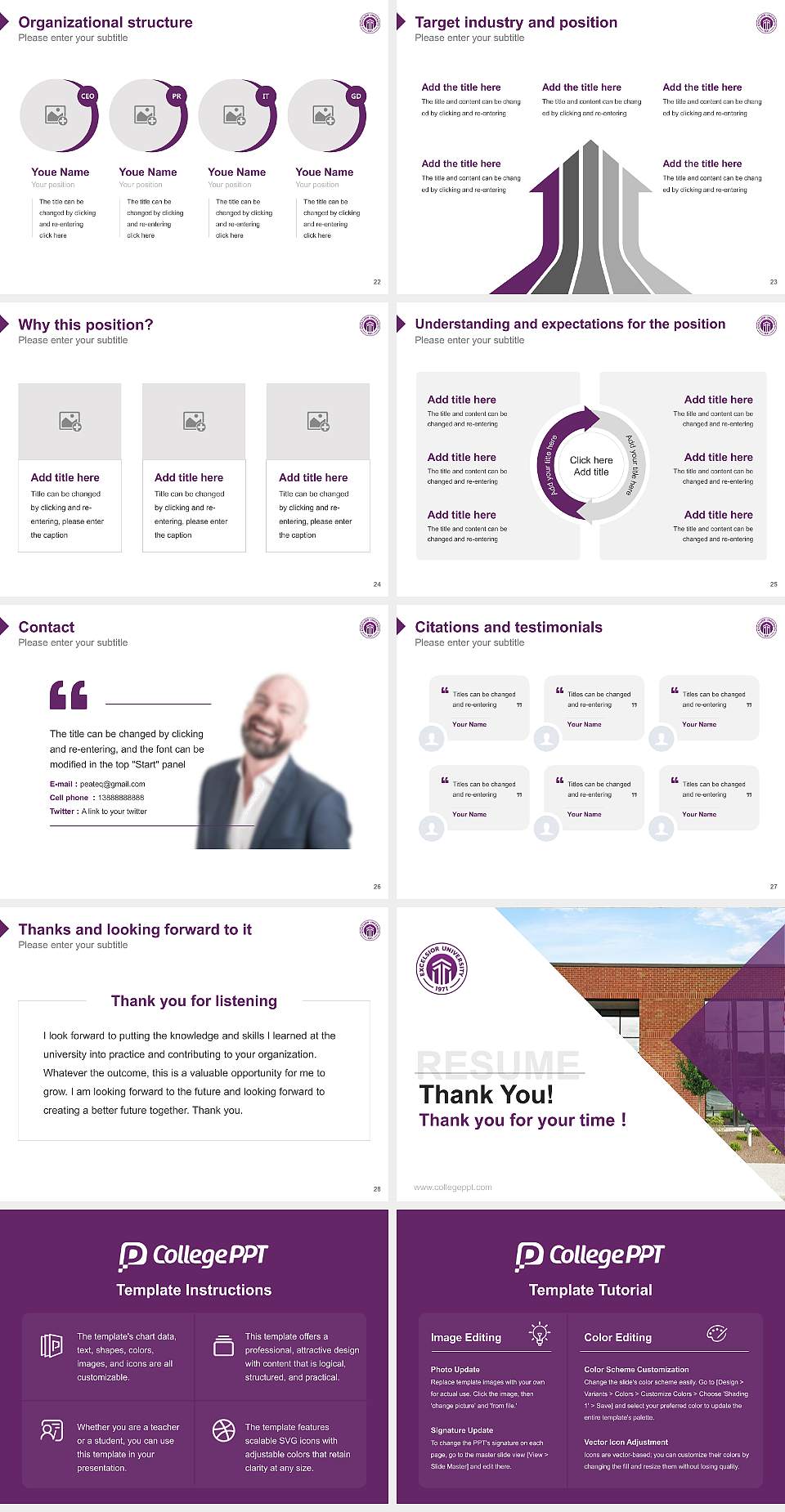 Excelsior College Resume PPT Template4:3 ratio PPT effect preview image4