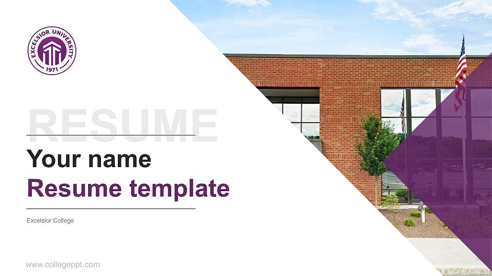 Excelsior College Resume PPT Template16:9 ratio PPT effect preview image