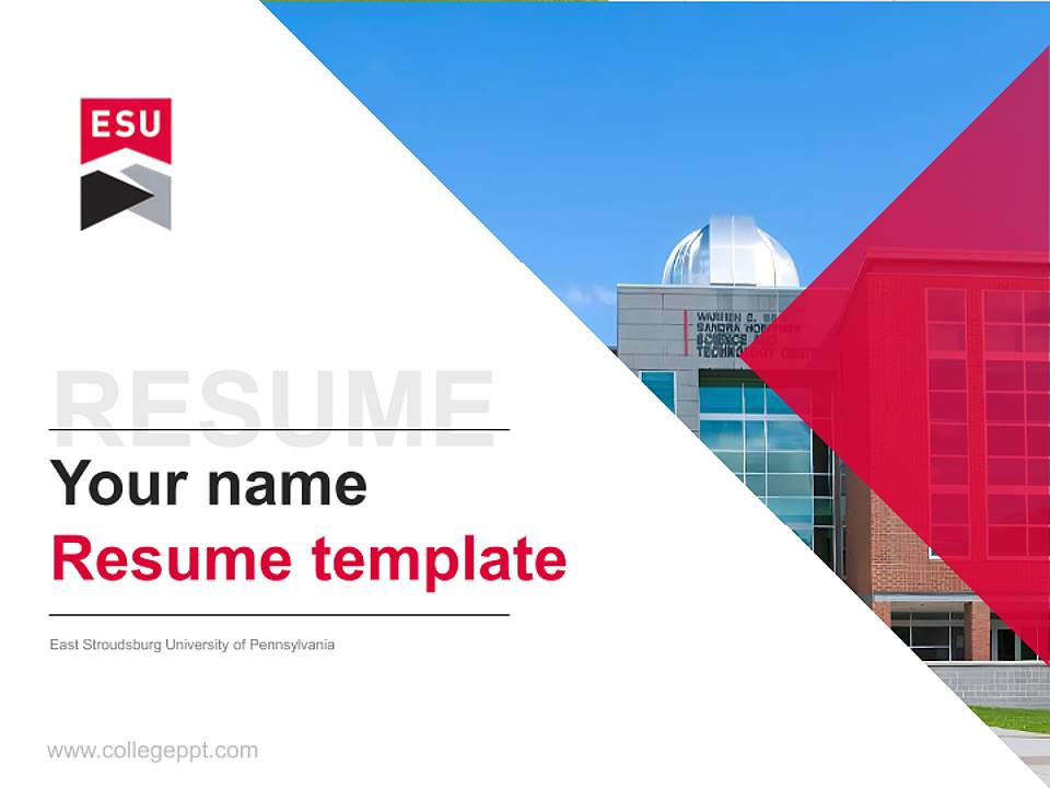 East Stroudsburg University of Pennsylvania Resume PPT Template4:3 ratio PPT effect preview image5