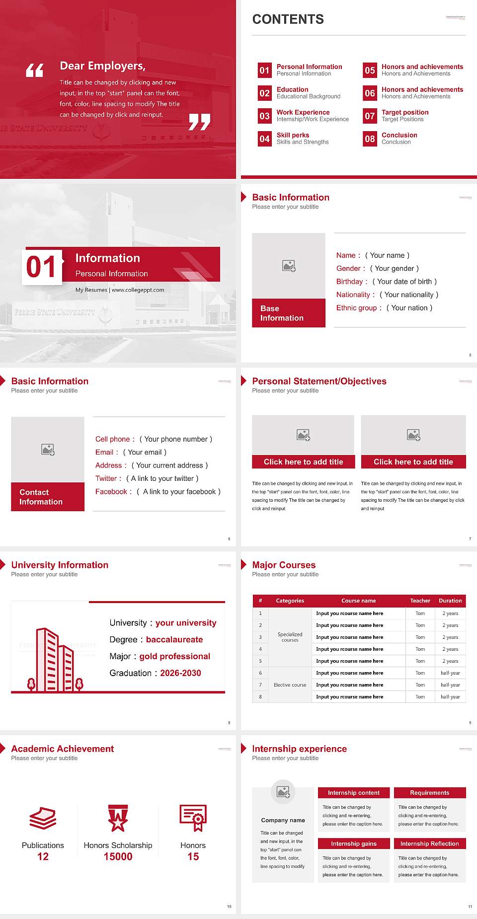 Ferris State University Resume PPT Template4:3 ratio PPT effect preview image2