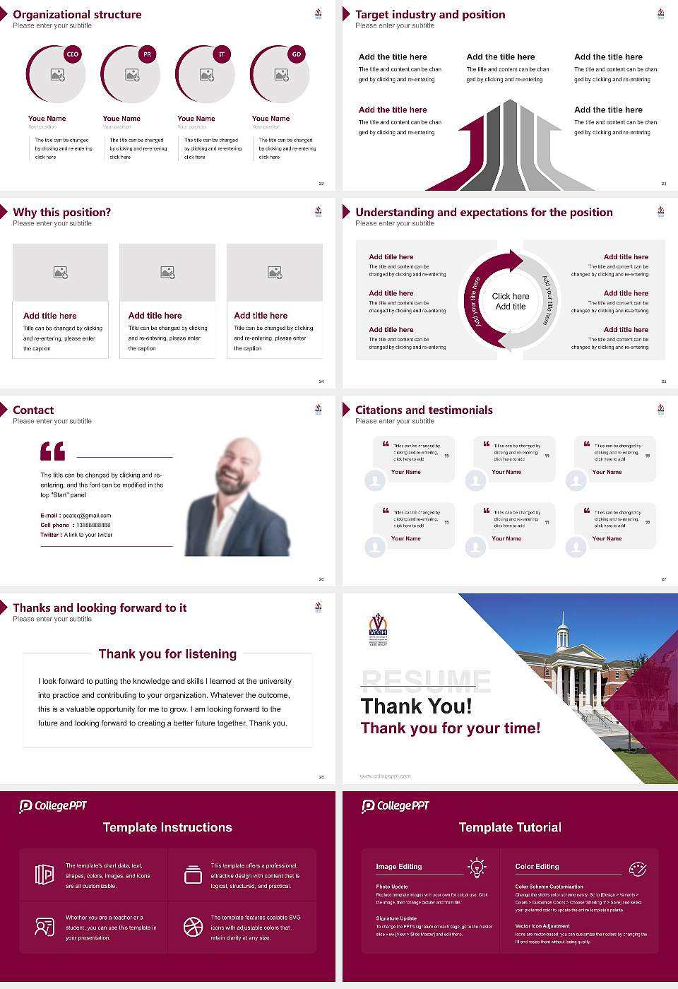 VCOM-Auburn Resume PPT Template16:9 ratio PPT effect preview image4