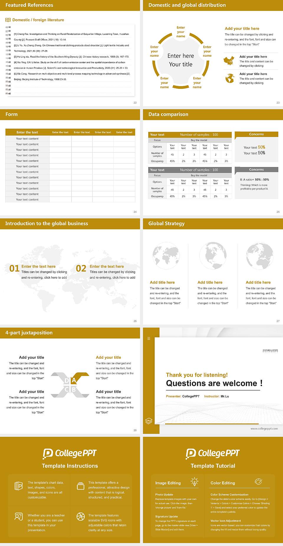 Emporia State University Thesis Proposal/Graduation Defense PPT Template4:3 ratio PPT effect preview image4