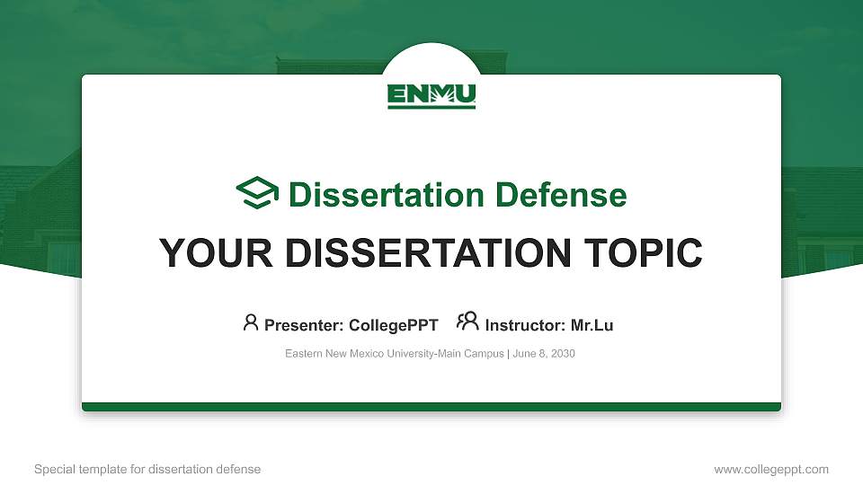 Eastern New Mexico University-Main Campus Graduation Thesis Defense PPT Template16:9 ratio PPT effect preview image