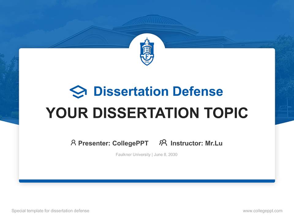 Faulkner University Graduation Thesis Defense PPT Template4:3 ratio PPT effect preview image7