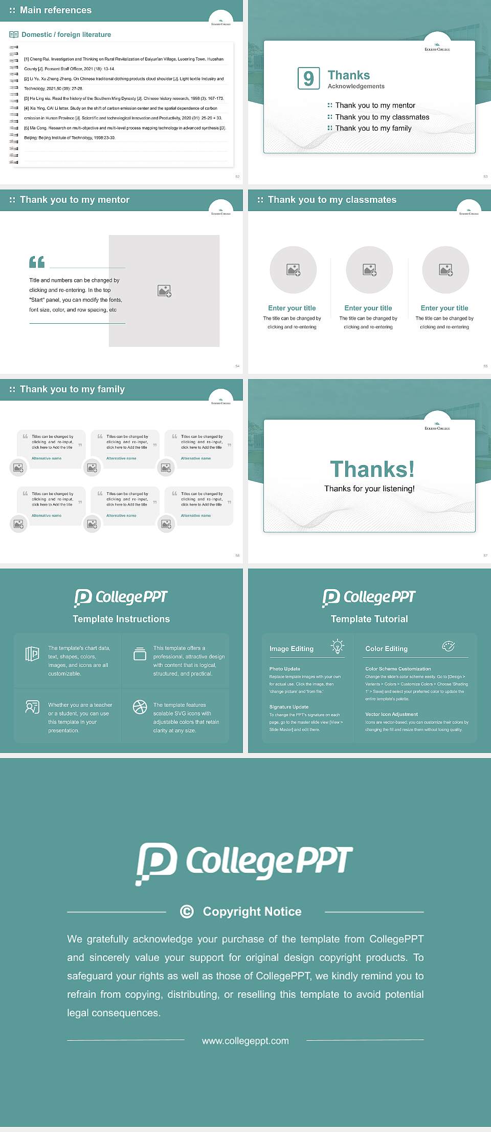 Eckerd College Graduation Thesis Defense PPT Template4:3 ratio PPT effect preview image7