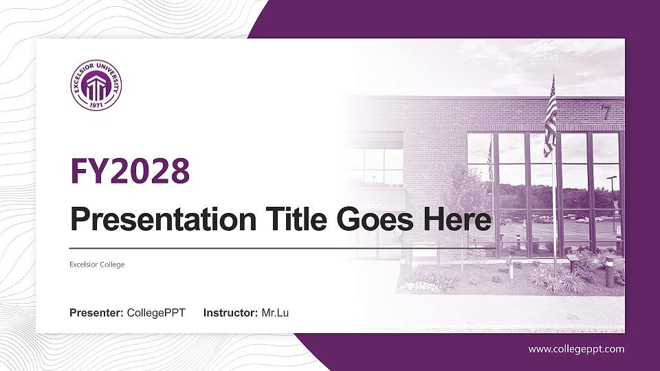 Excelsior College Academic Presentation/Research Findings Report PPT Template16:9 ratio PPT effect preview image