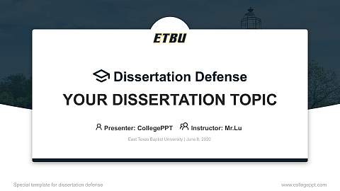 East Texas Baptist University Graduation Thesis Defense PPT Template