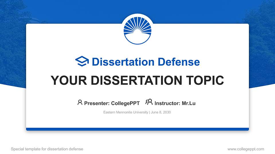 Eastern Mennonite University Graduation Thesis Defense PPT Template16:9 ratio PPT effect preview image