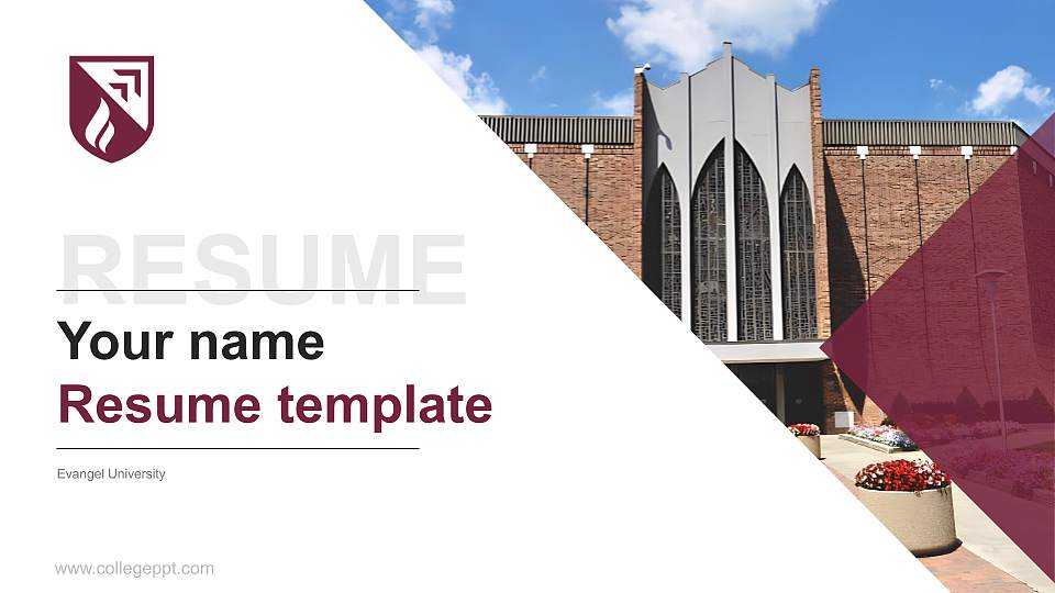 Evangel University Resume PPT Template16:9 ratio PPT effect preview image
