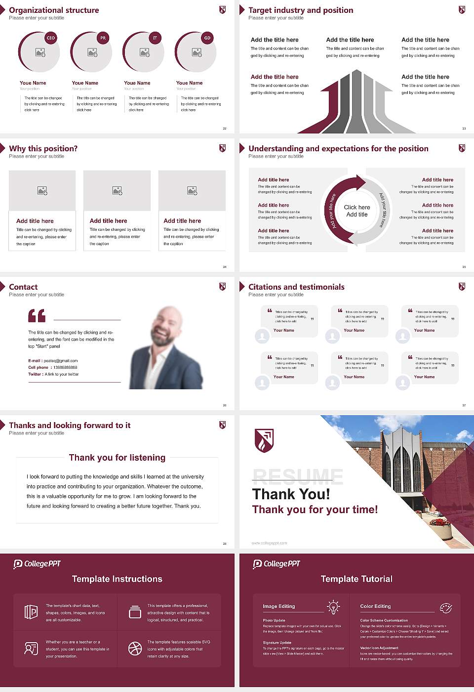 Evangel University Resume PPT Template16:9 ratio PPT effect preview image4
