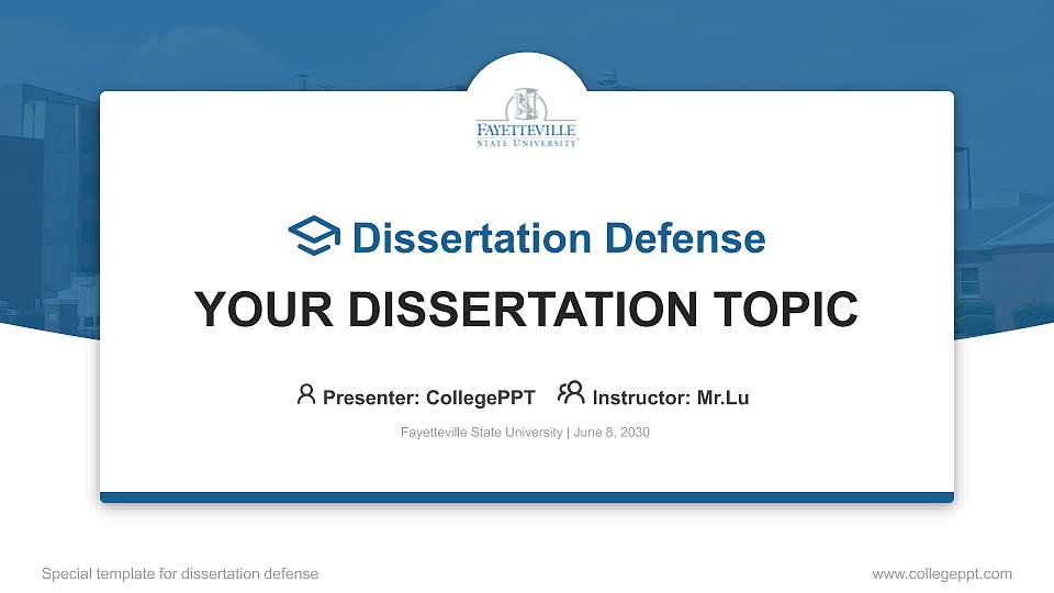 Fayetteville State University Graduation Thesis Defense PPT Template16:9 ratio PPT effect preview image