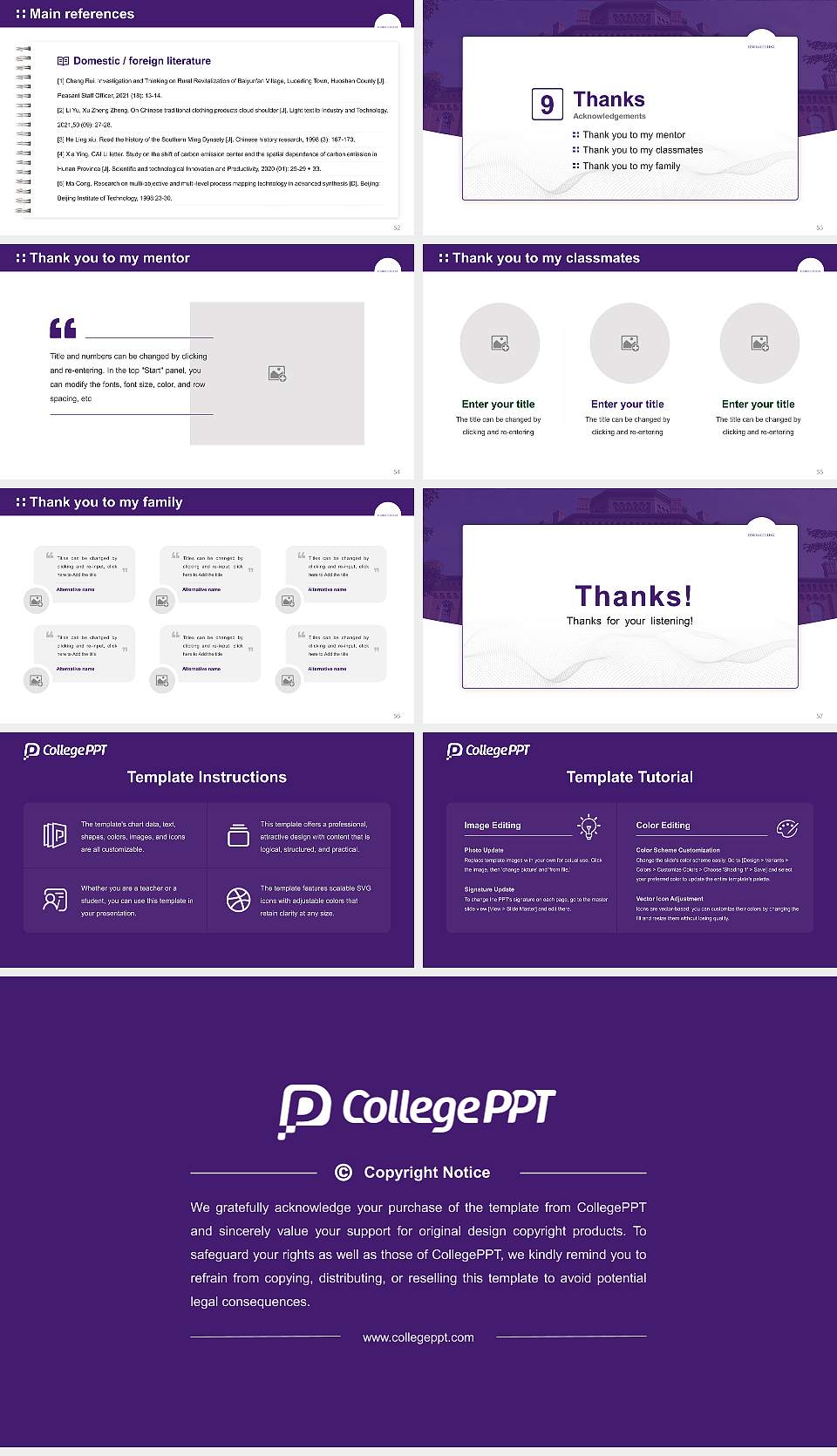 Elmira College Graduation Thesis Defense PPT Template16:9 ratio PPT effect preview image7