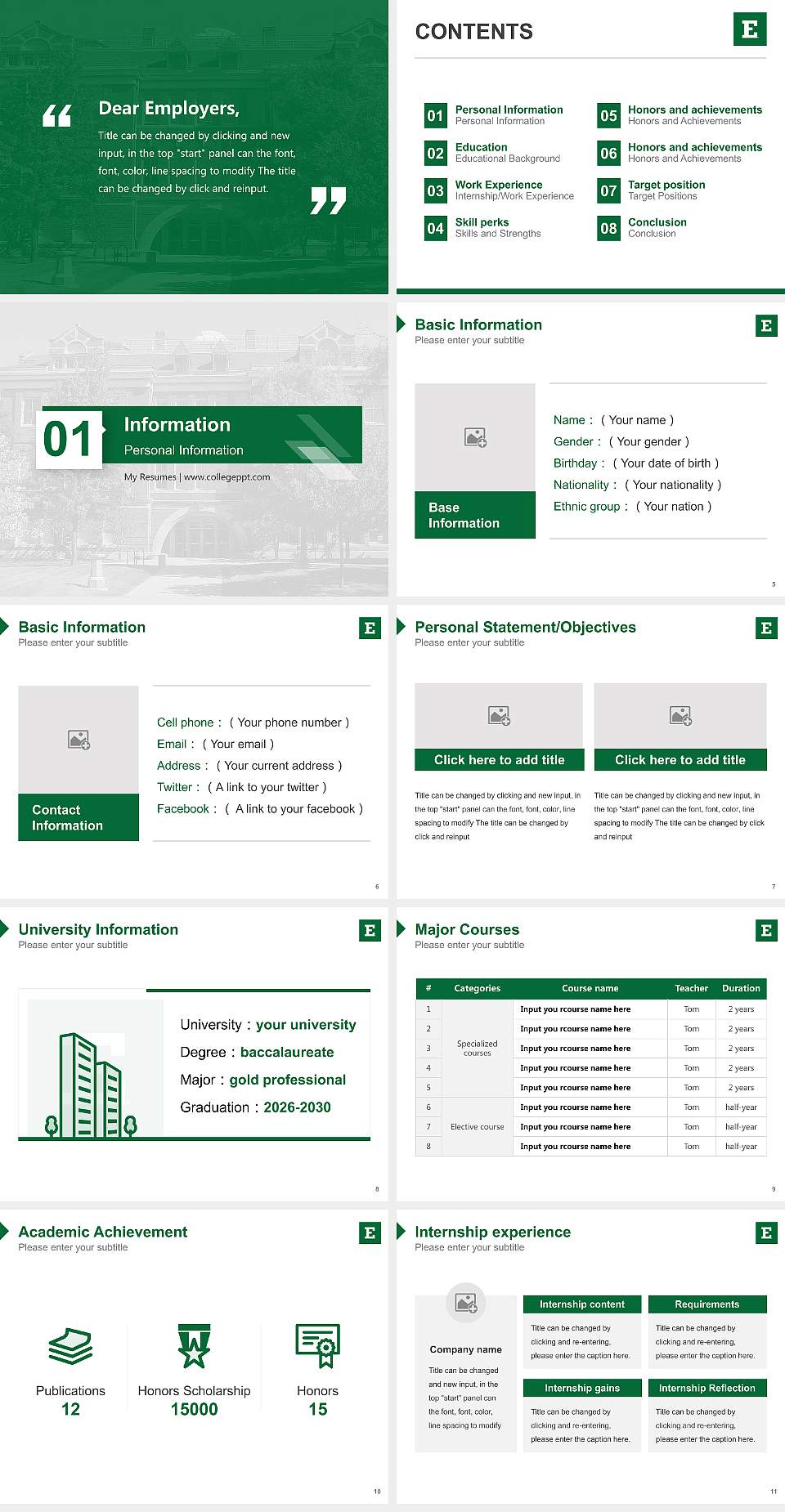 Eastern Michigan University Resume PPT Template4:3 ratio PPT effect preview image2