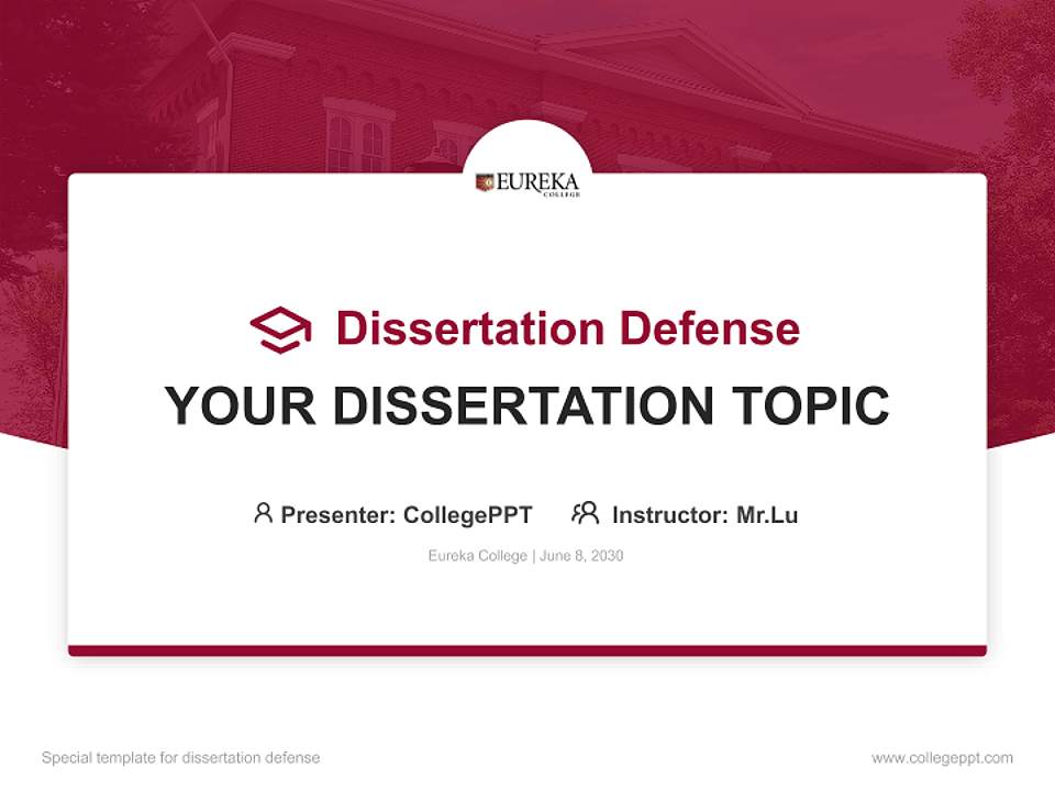 Eureka College Graduation Thesis Defense PPT Template4:3 ratio PPT effect preview image7