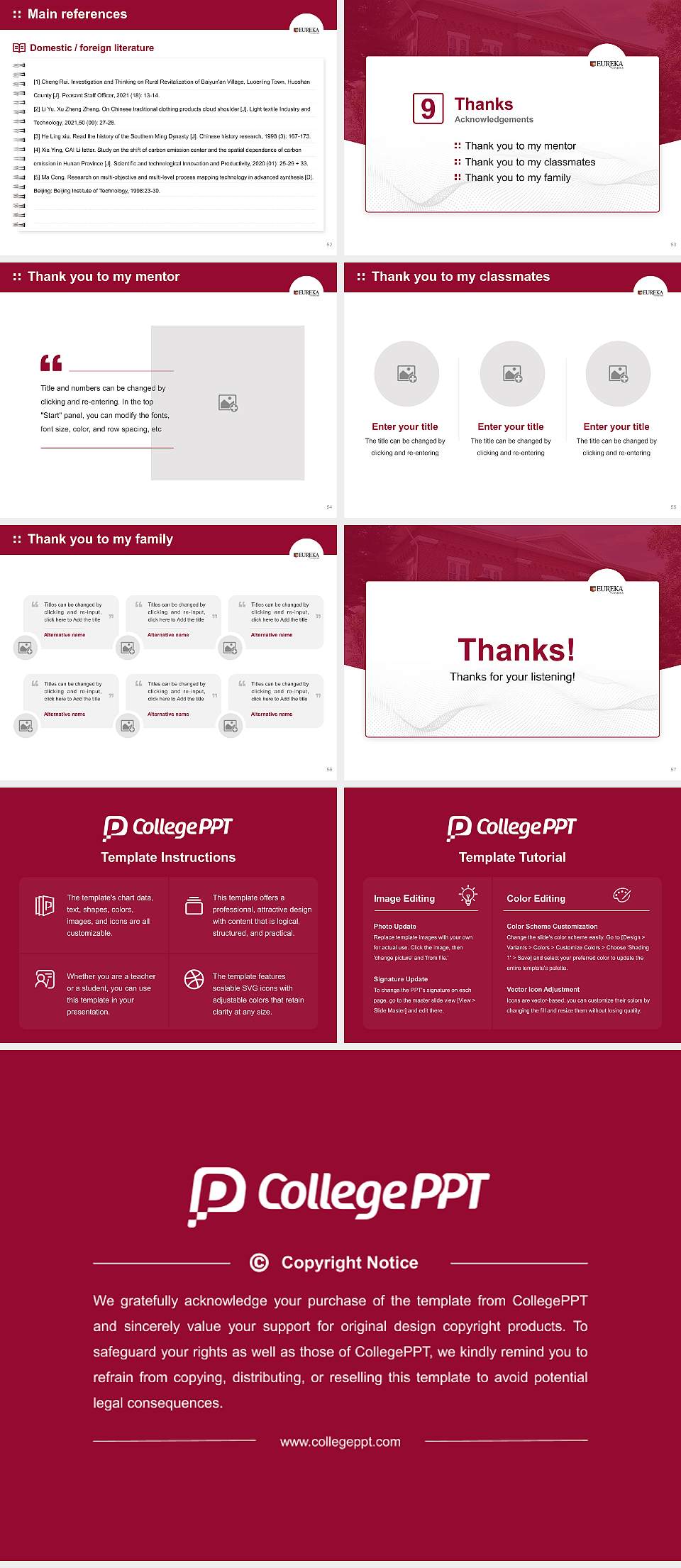 Eureka College Graduation Thesis Defense PPT Template4:3 ratio PPT effect preview image7