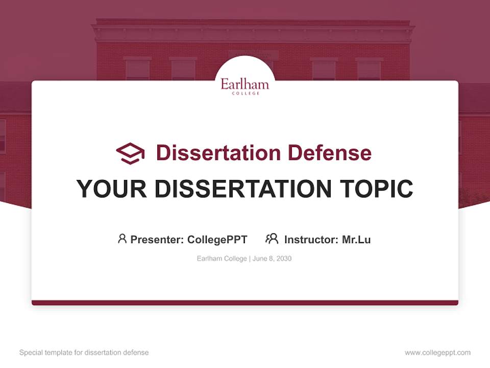 Earlham College Graduation Thesis Defense PPT Template4:3 ratio PPT effect preview image7