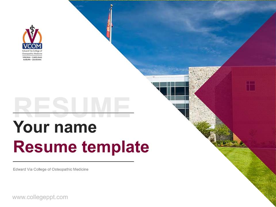 Edward Via College of Osteopathic Medicine Resume PPT Template4:3 ratio PPT effect preview image5