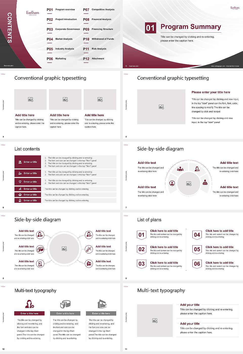 Earlham College Competition/Entrepreneurship Contest PPT Template16:9 ratio PPT effect preview image2