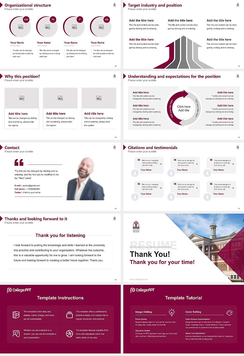 VCOM-Louisiana Campus Resume PPT Template16:9 ratio PPT effect preview image4