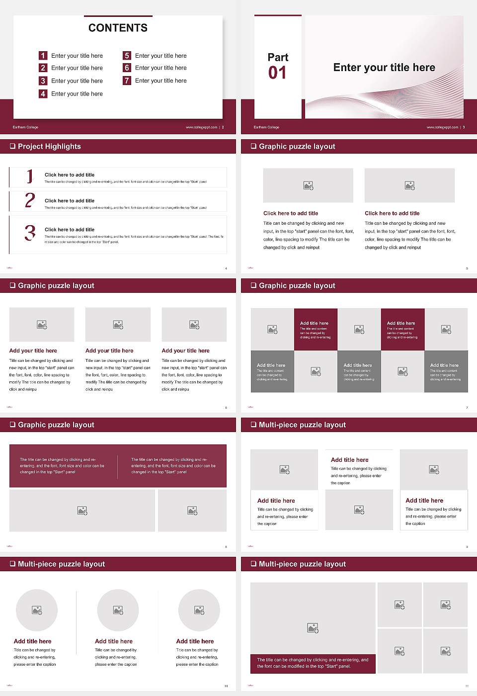 Earlham College General Purpose PPT Template16:9 ratio PPT effect preview image2
