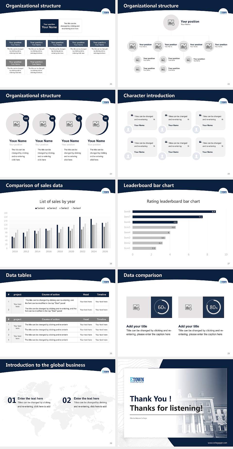Elizabethtown College Academic Presentation/Research Findings Report PPT Template4:3 ratio PPT effect preview image4