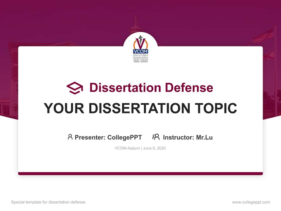 VCOM-Auburn Graduation Thesis Defense PPT Template4:3 ratio PPT effect preview image7