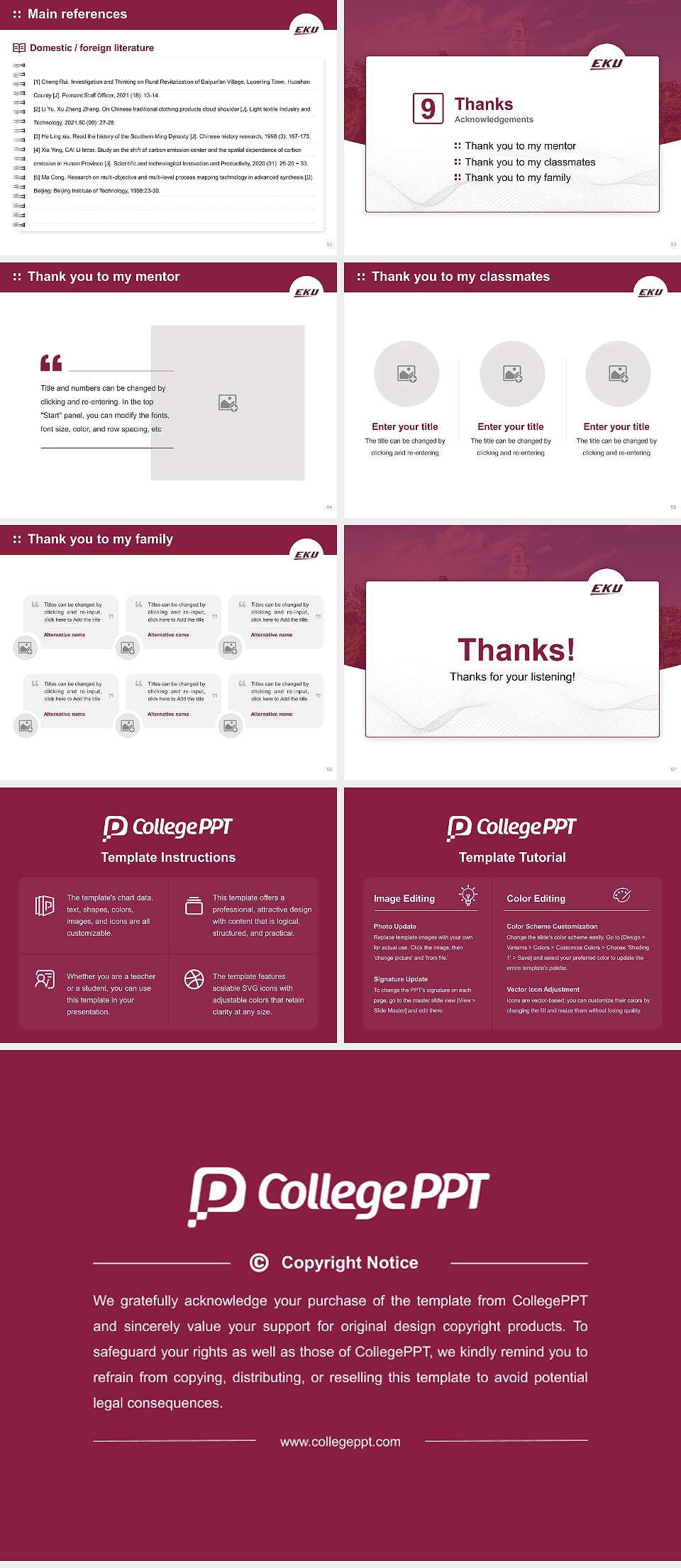 Eastern Kentucky University Graduation Thesis Defense PPT Template4:3 ratio PPT effect preview image7