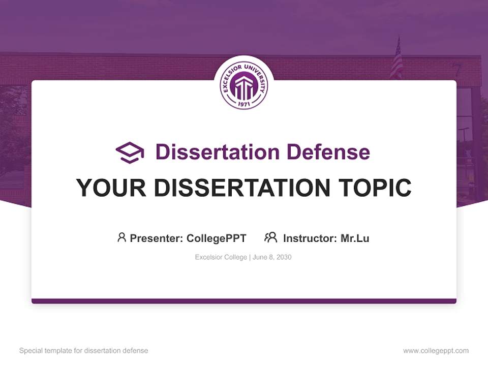 Excelsior College Graduation Thesis Defense PPT Template4:3 ratio PPT effect preview image7
