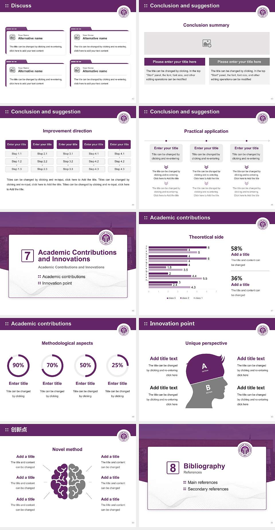 Excelsior College Graduation Thesis Defense PPT Template4:3 ratio PPT effect preview image6
