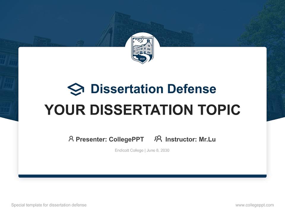 Endicott College Graduation Thesis Defense PPT Template4:3 ratio PPT effect preview image7