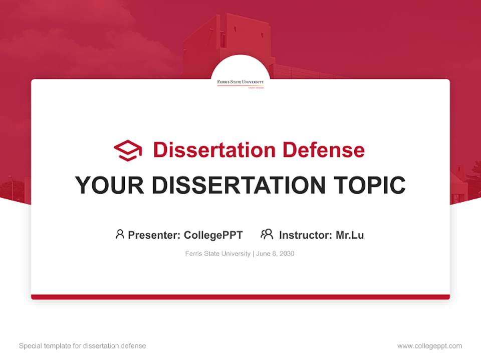 Ferris State University Graduation Thesis Defense PPT Template4:3 ratio PPT effect preview image7