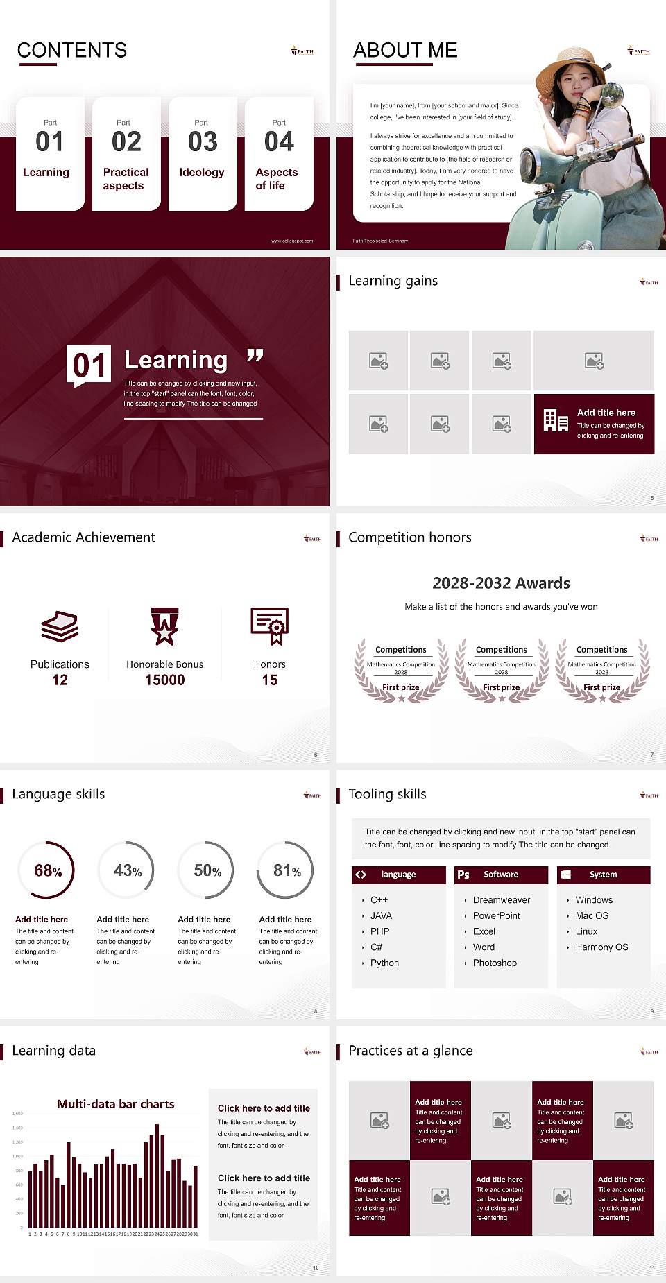 Faith Theological Seminary National Scholarship Defense PPT Template4:3 ratio PPT effect preview image2