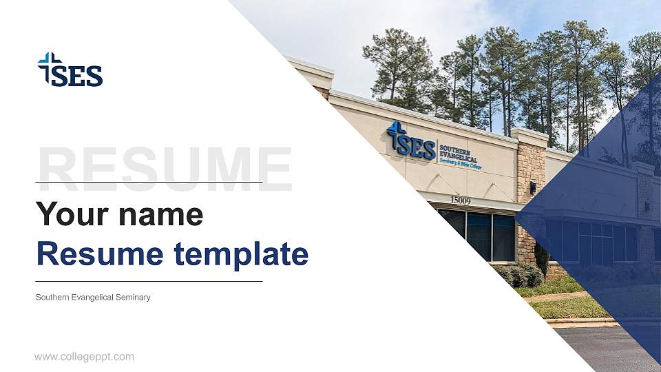 Southern Evangelical Seminary Resume PPT Template16:9 ratio PPT effect preview image