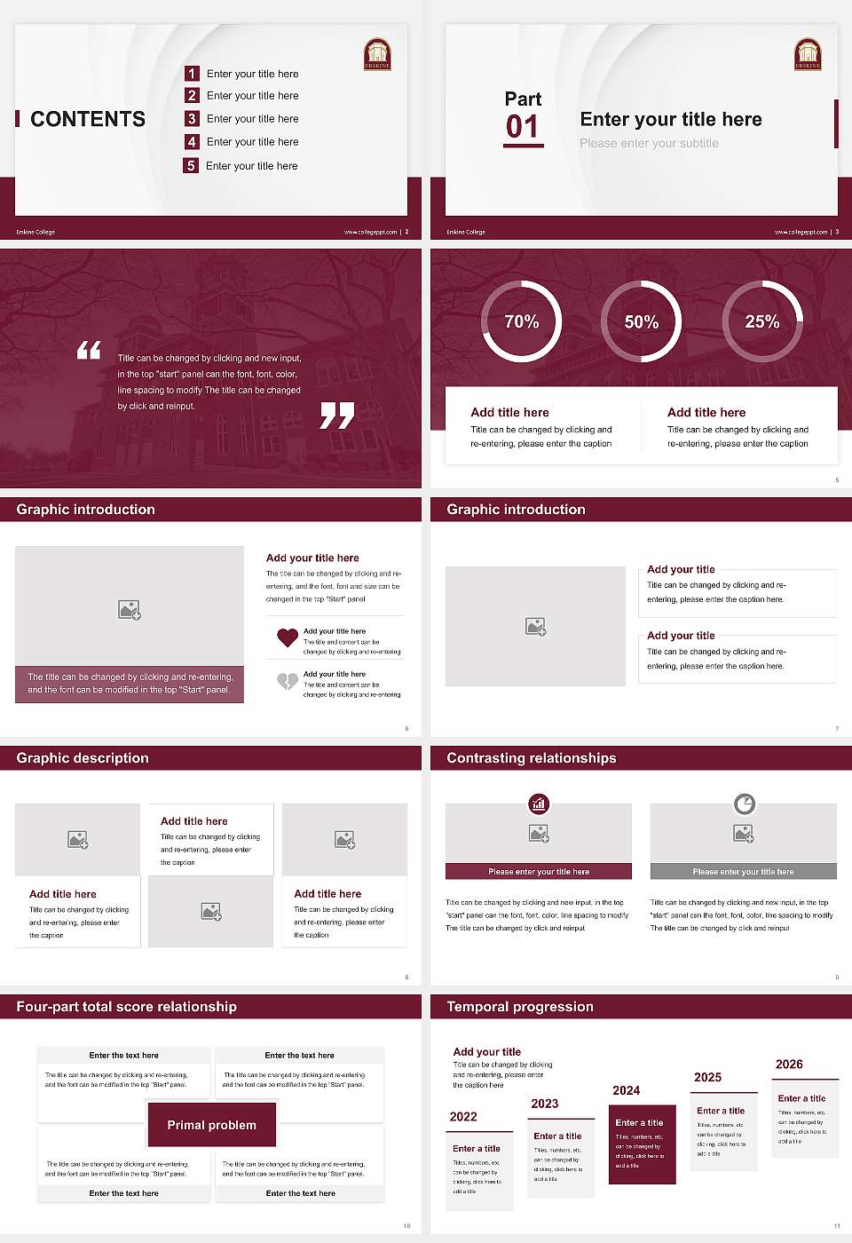 Erskine College Thesis Proposal/Graduation Defense PPT Template16:9 ratio PPT effect preview image2