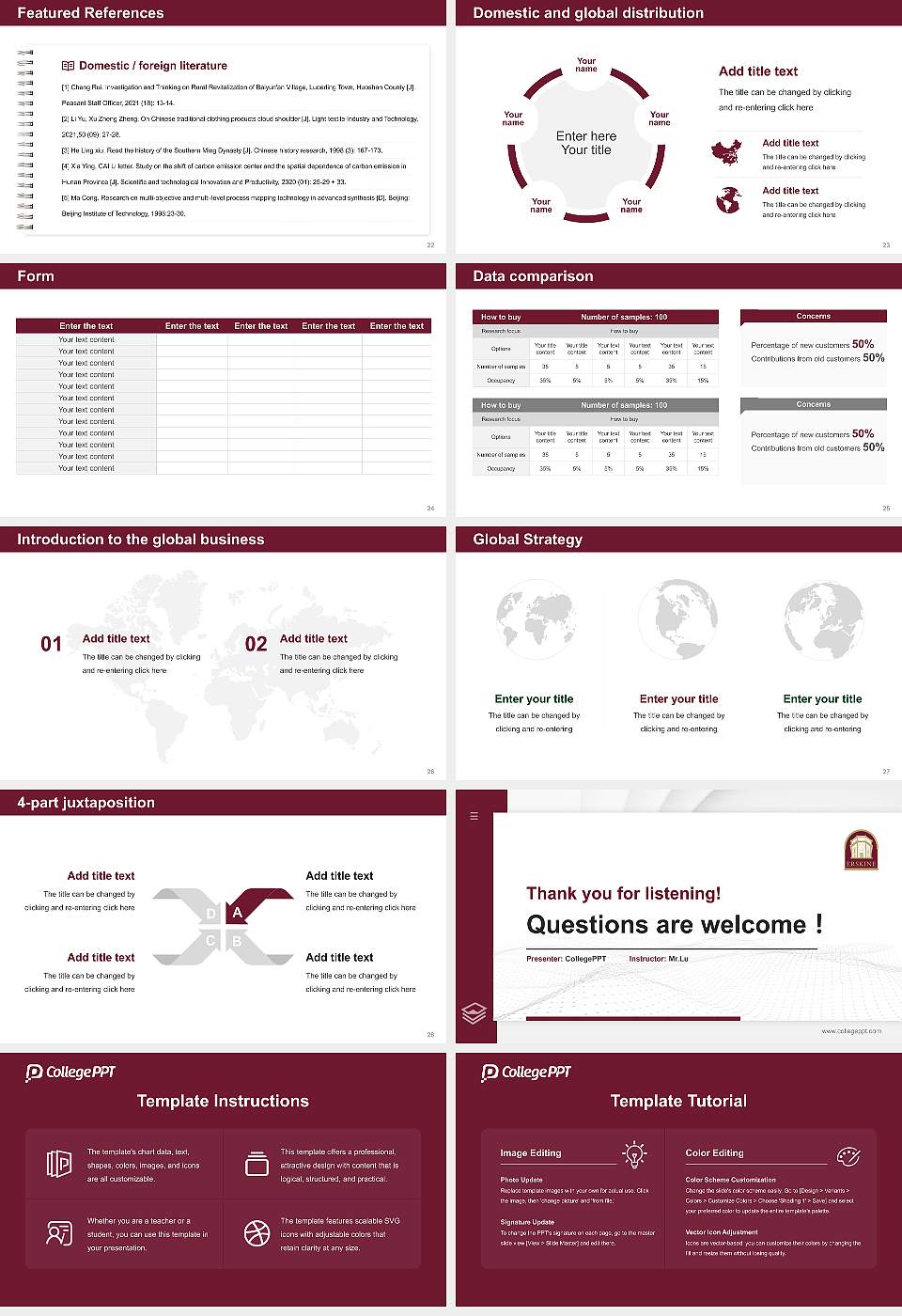 Erskine College Thesis Proposal/Graduation Defense PPT Template16:9 ratio PPT effect preview image4