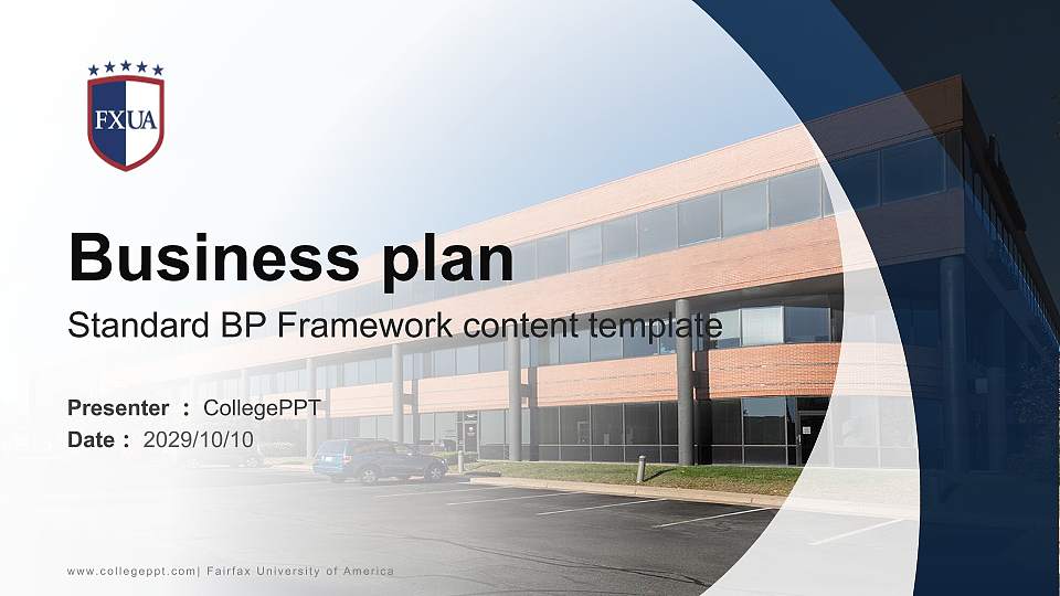 Fairfax University of America Competition/Entrepreneurship Contest PPT Template16:9 ratio PPT effect preview image