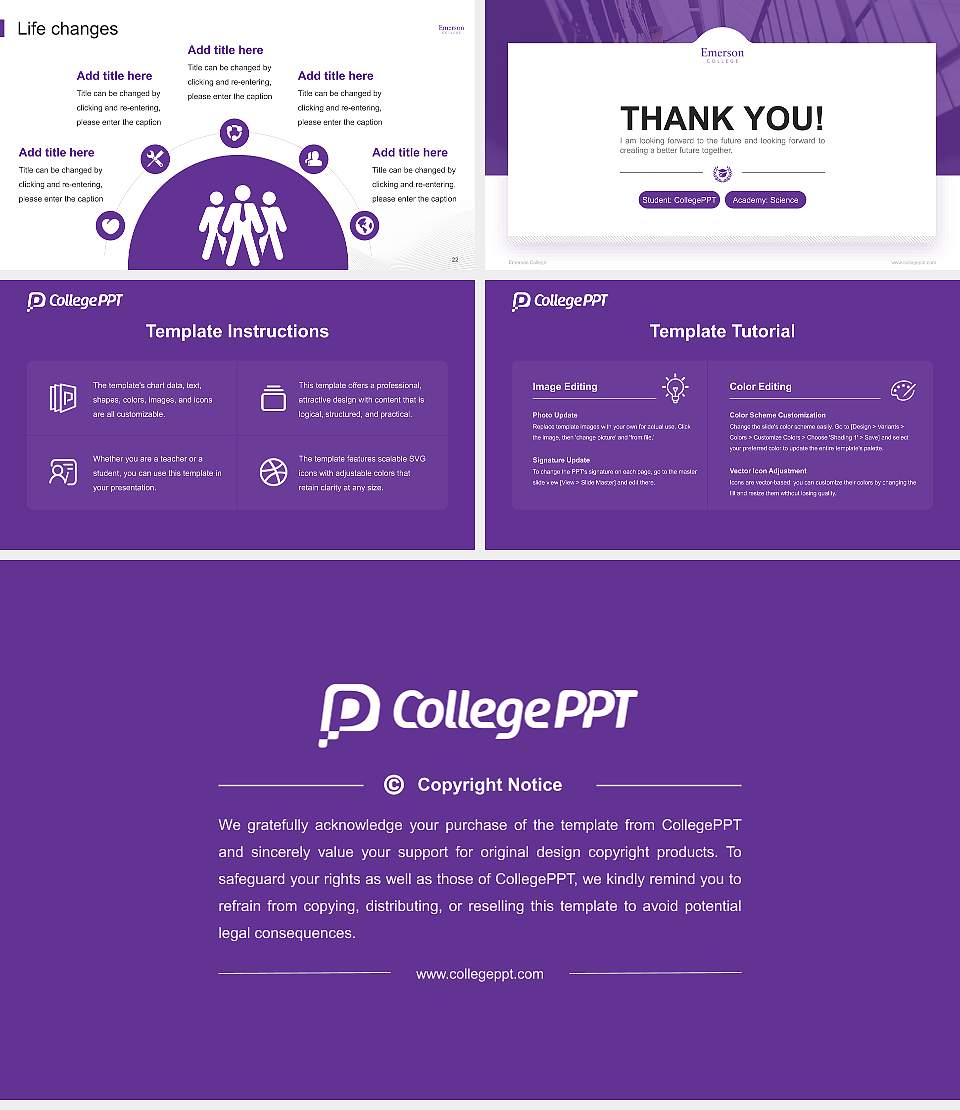 Emerson College National Scholarship Defense PPT Template16:9 ratio PPT effect preview image4
