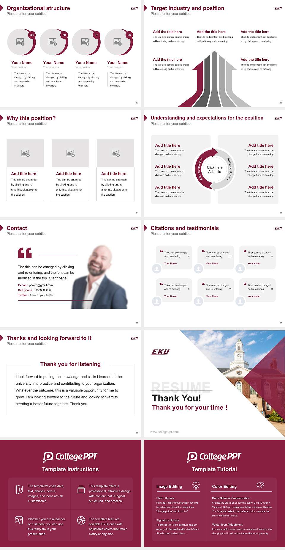 Eastern Kentucky University Resume PPT Template4:3 ratio PPT effect preview image4