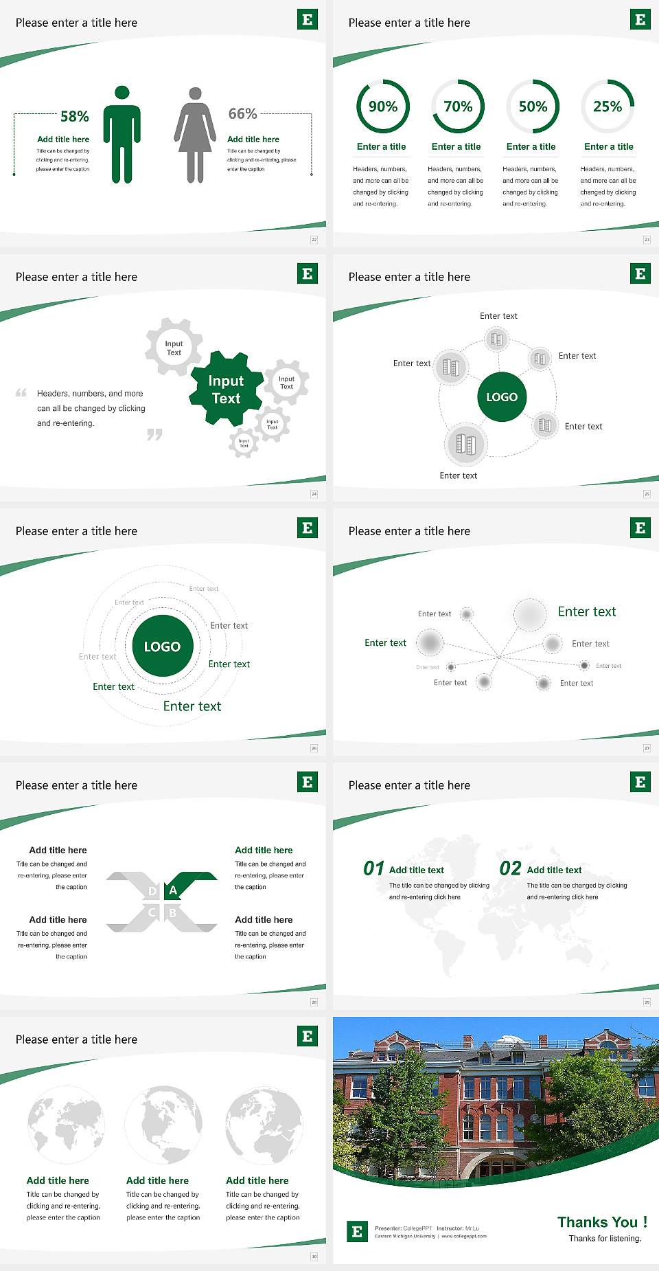 Eastern Michigan University Course/Courseware Creation PPT Template4:3 ratio PPT effect preview image4