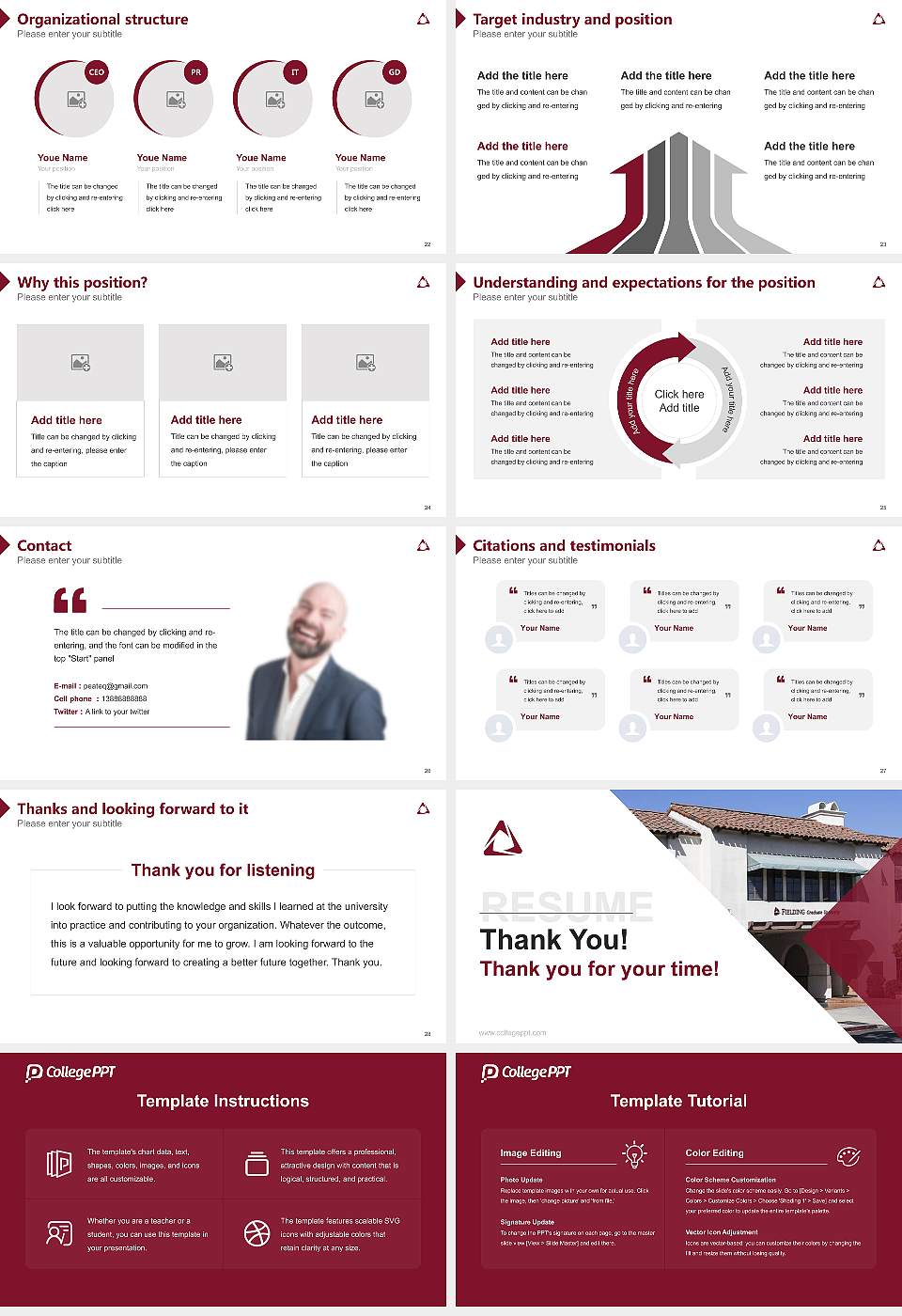 Fielding Graduate University Resume PPT Template16:9 ratio PPT effect preview image4