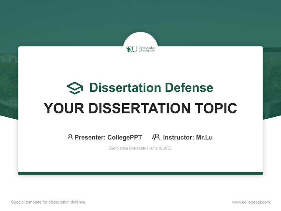 Everglades University Graduation Thesis Defense PPT Template4:3 ratio PPT effect preview image7