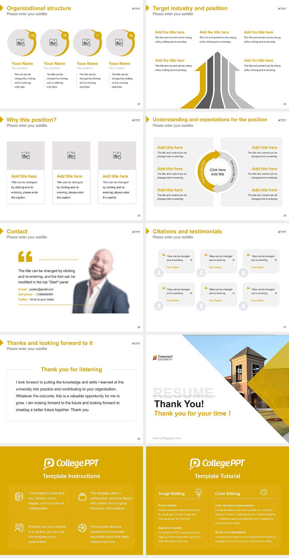 Emmanuel University Resume PPT Template4:3 ratio PPT effect preview image4