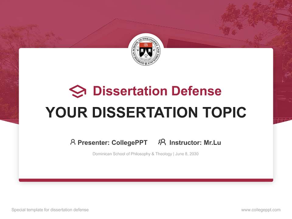 Dominican School of Philosophy & Theology Graduation Thesis Defense PPT Template4:3 ratio PPT effect preview image7