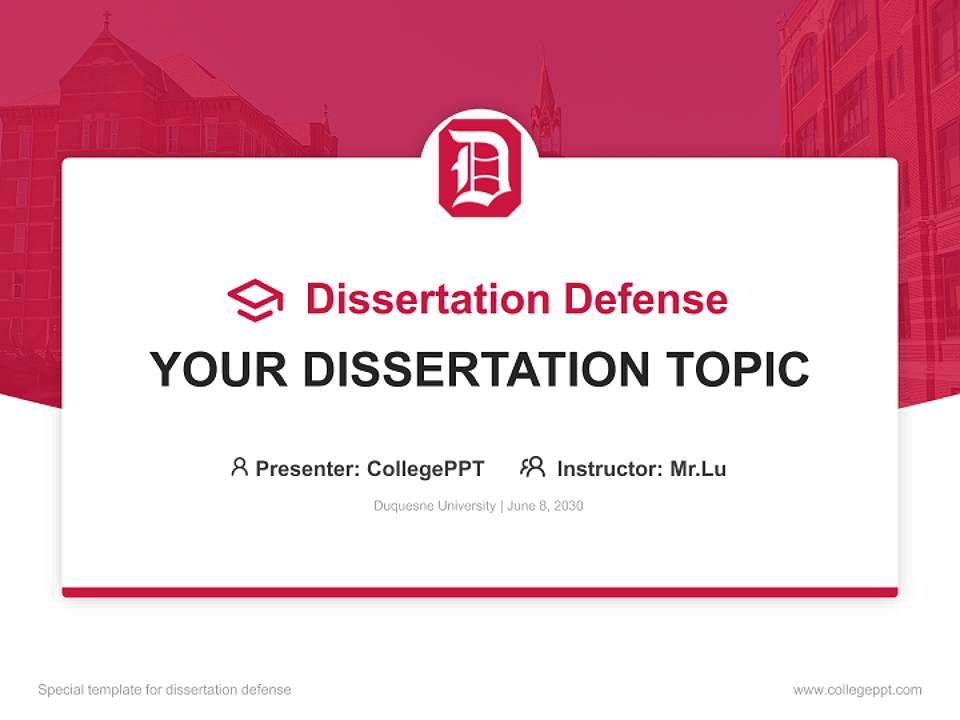 Duquesne University Graduation Thesis Defense PPT Template4:3 ratio PPT effect preview image7