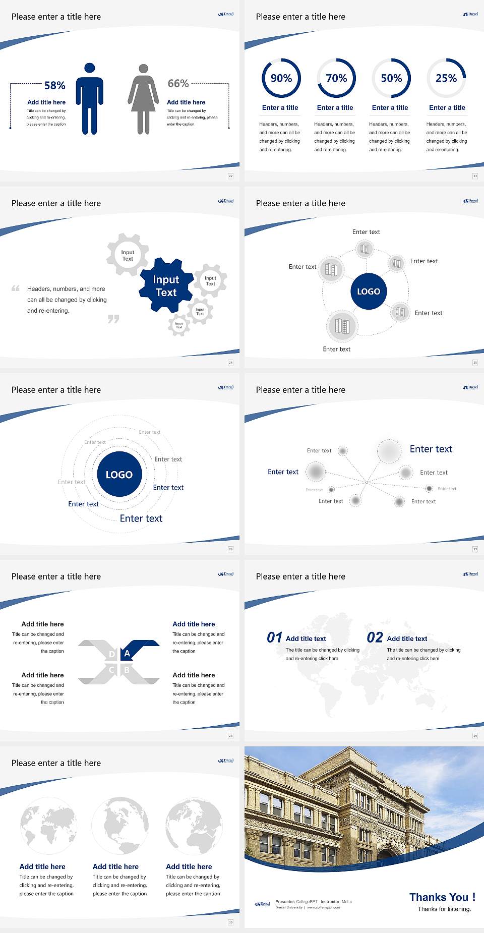Drexel University Course/Courseware Creation PPT Template4:3 ratio PPT effect preview image4