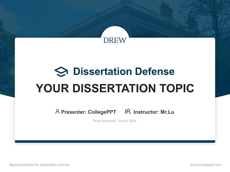 Drew University Graduation Thesis Defense PPT Template4:3 ratio PPT effect preview image7